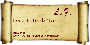Locz Filoméla névjegykártya